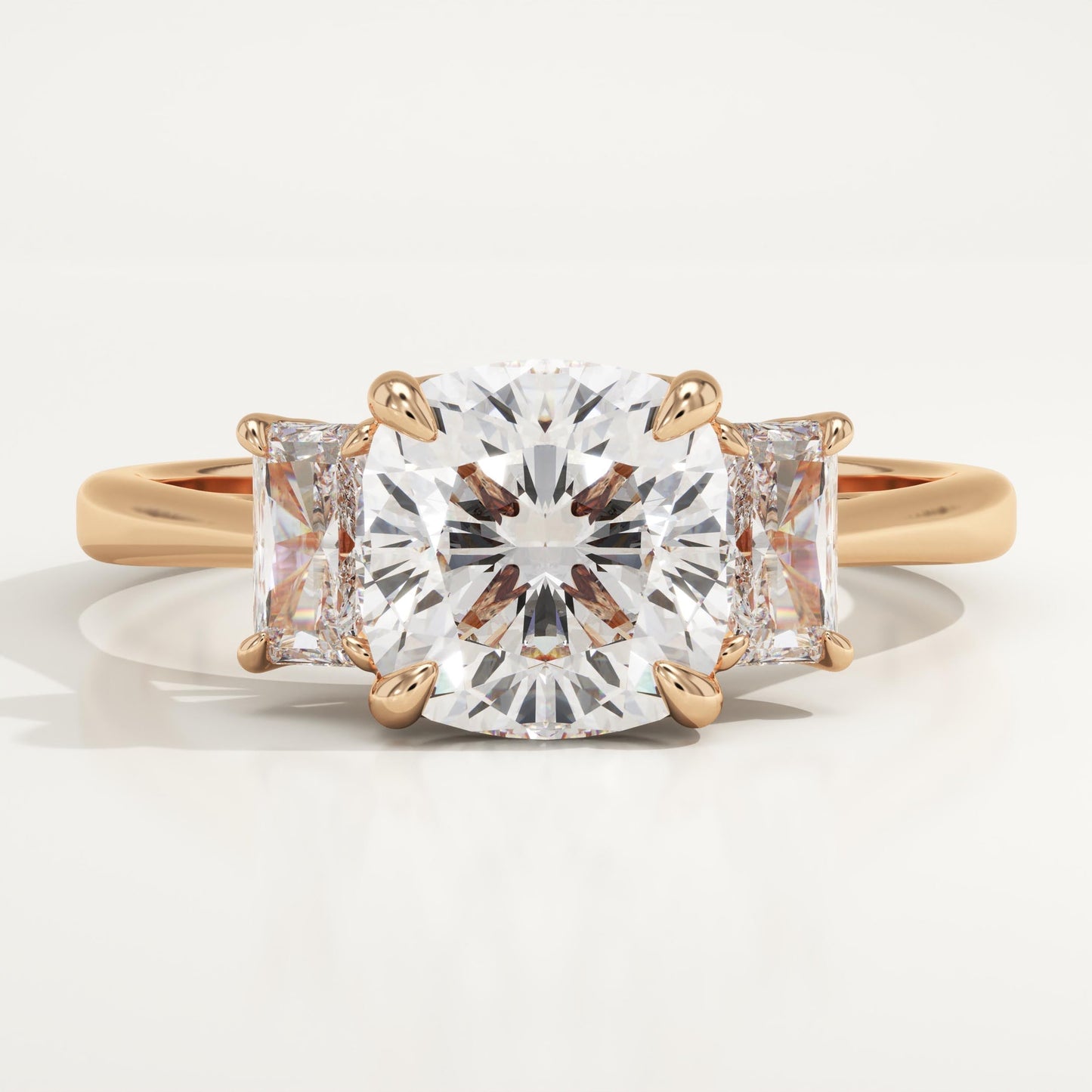 Cushion Cut Three Stone Lab-Grown Diamond Engagement Ring