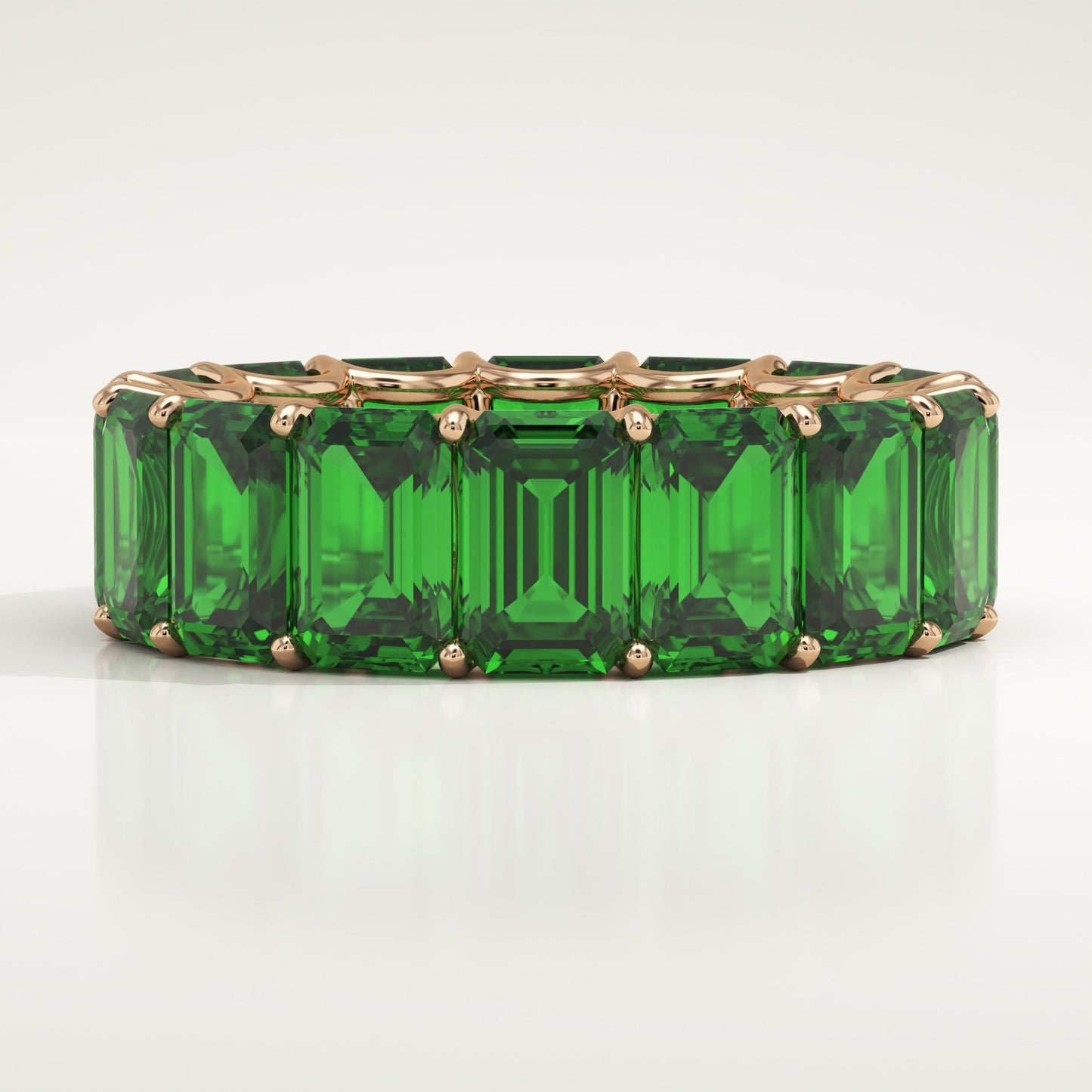 8.91 TCW Emerald Shaped May-Emerald Birthstone Wedding Band