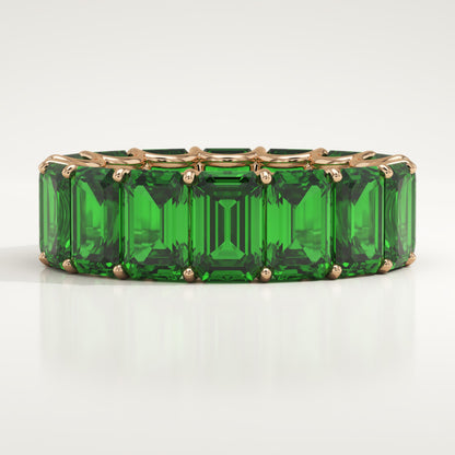 8.91 TCW Emerald Shaped May-Emerald Birthstone Wedding Band