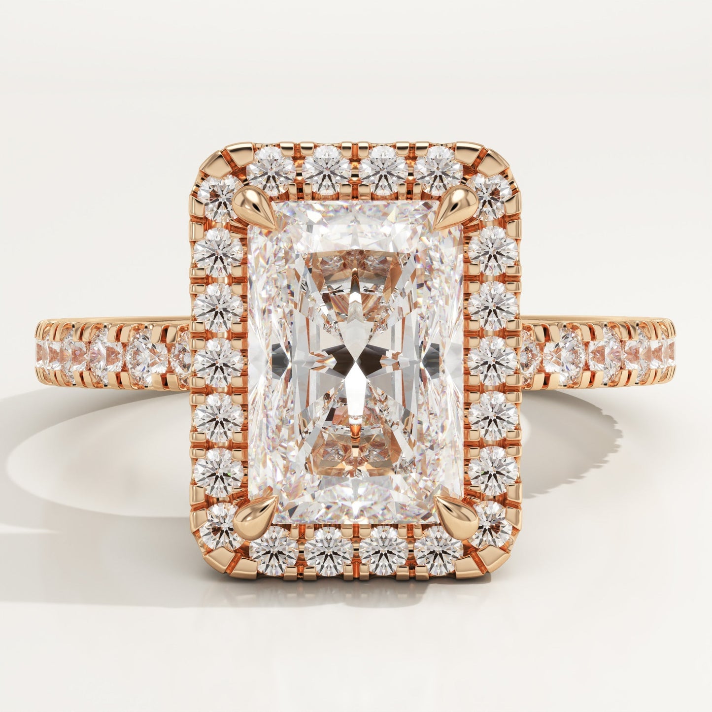 Radiant Cut Halo & Pave Lab-Grown Diamond Engagement Ring