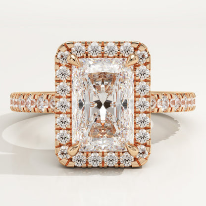Radiant Cut Halo & Pave Lab-Grown Diamond Engagement Ring