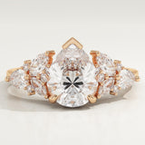 2.0 CT Pear Cut Cluster Lab-Grown Diamond Engagement Ring