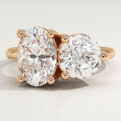 4 TCW Oval & Round Cut Toi Et Moi Lab-Grown Diamond Engagement Ring