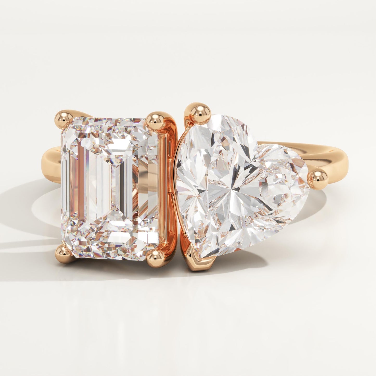 4.22 TCW Emerald & Heart Cut Toi Et Moi Lab-Grown Diamond Engagement Ring