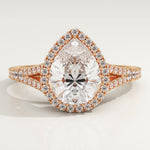 2.0 CT Pear Cut Halo & Pave Lab-Grown Diamond Engagement Ring