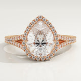 2.0 CT Pear Cut Halo & Pave Lab-Grown Diamond Engagement Ring