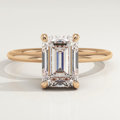 Emerald Cut Hidden Halo Lab-Grown Diamond Engagement Ring