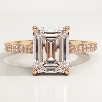 Emerald Cut Pave Cathedral Lab-Grown Diamond Engagement Ring