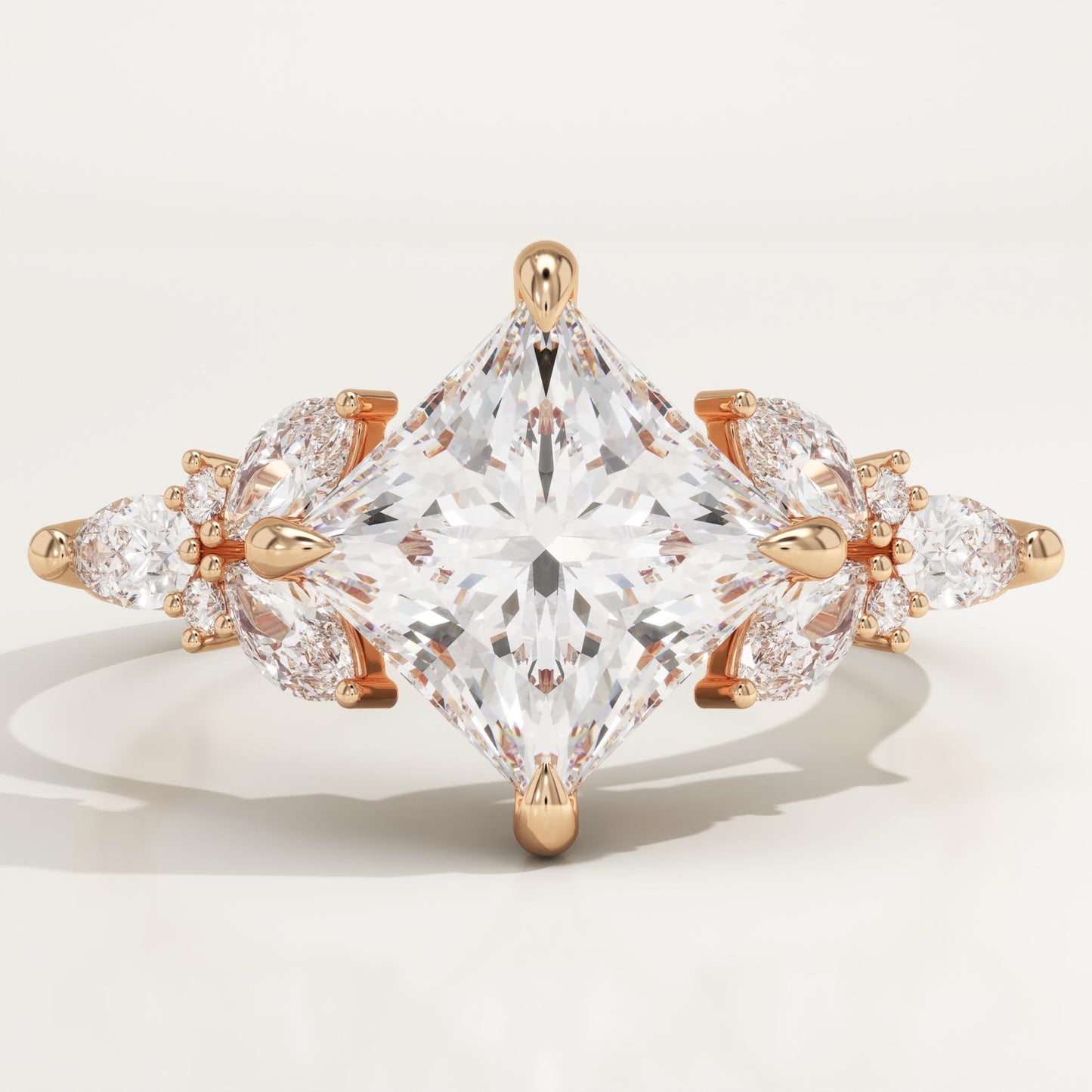 Princess Cut Cluster Lab-Grown Diamond Engagement Ring