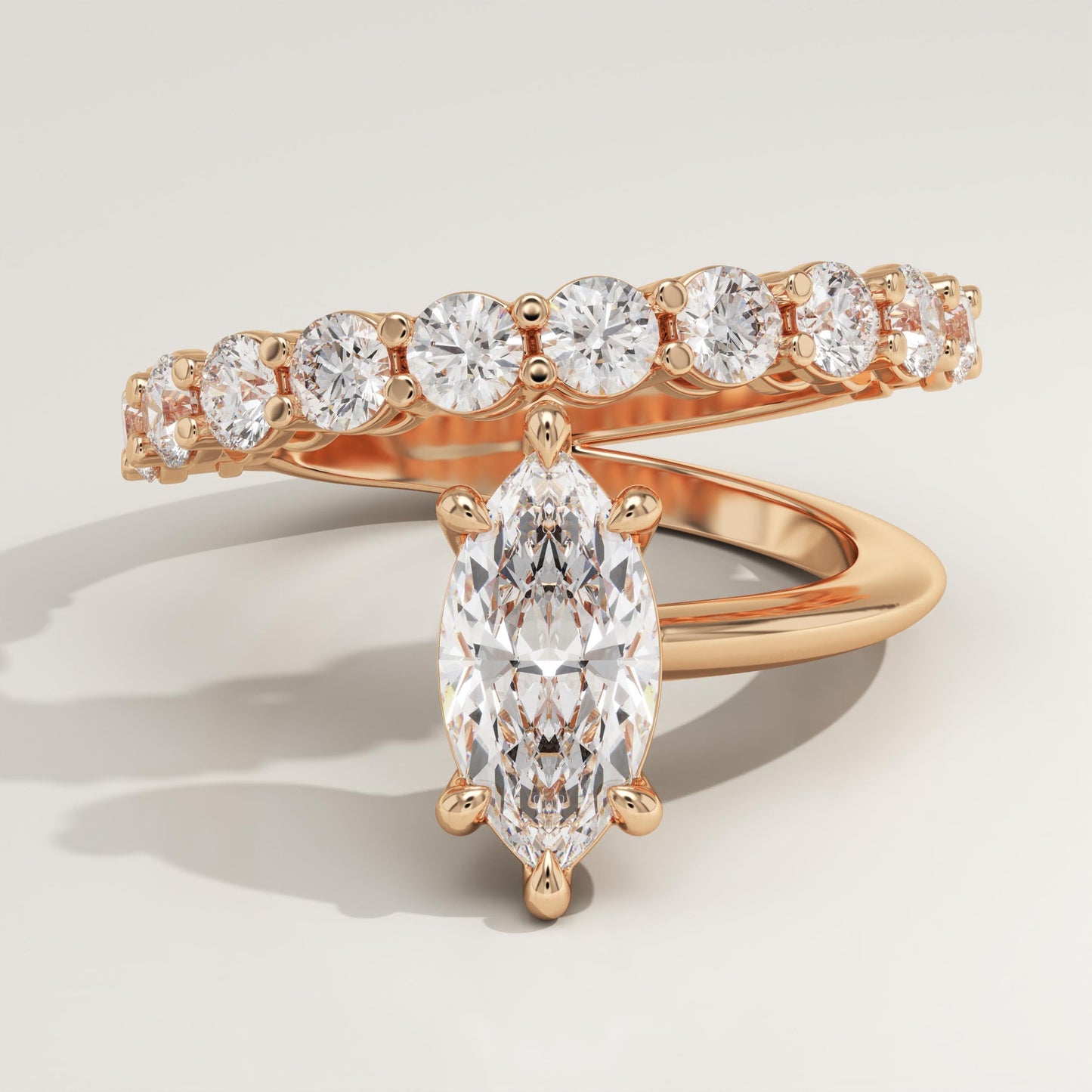 Marquise Cut Pave Lab-Grown Diamond Engagement Ring