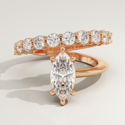 Marquise Cut Pave Lab-Grown Diamond Engagement Ring