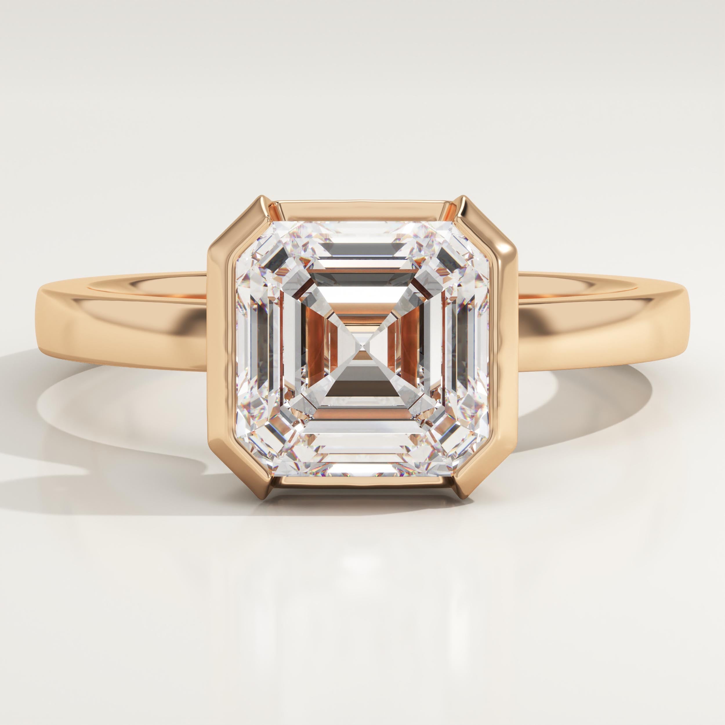 2.0 CT Asscher Cut Half Bezel Lab-Grown Diamond Engagement Ring