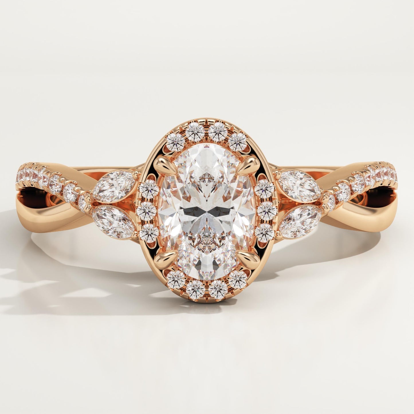 Oval Cut Cluster Lab-Grown Diamond Engagement Ring