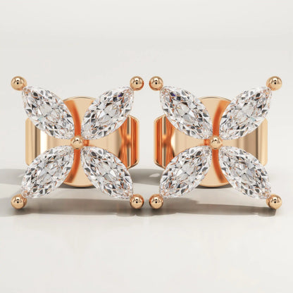 1.41 TCW Marquise Lab-Grown Diamond Flower Stud Earrings