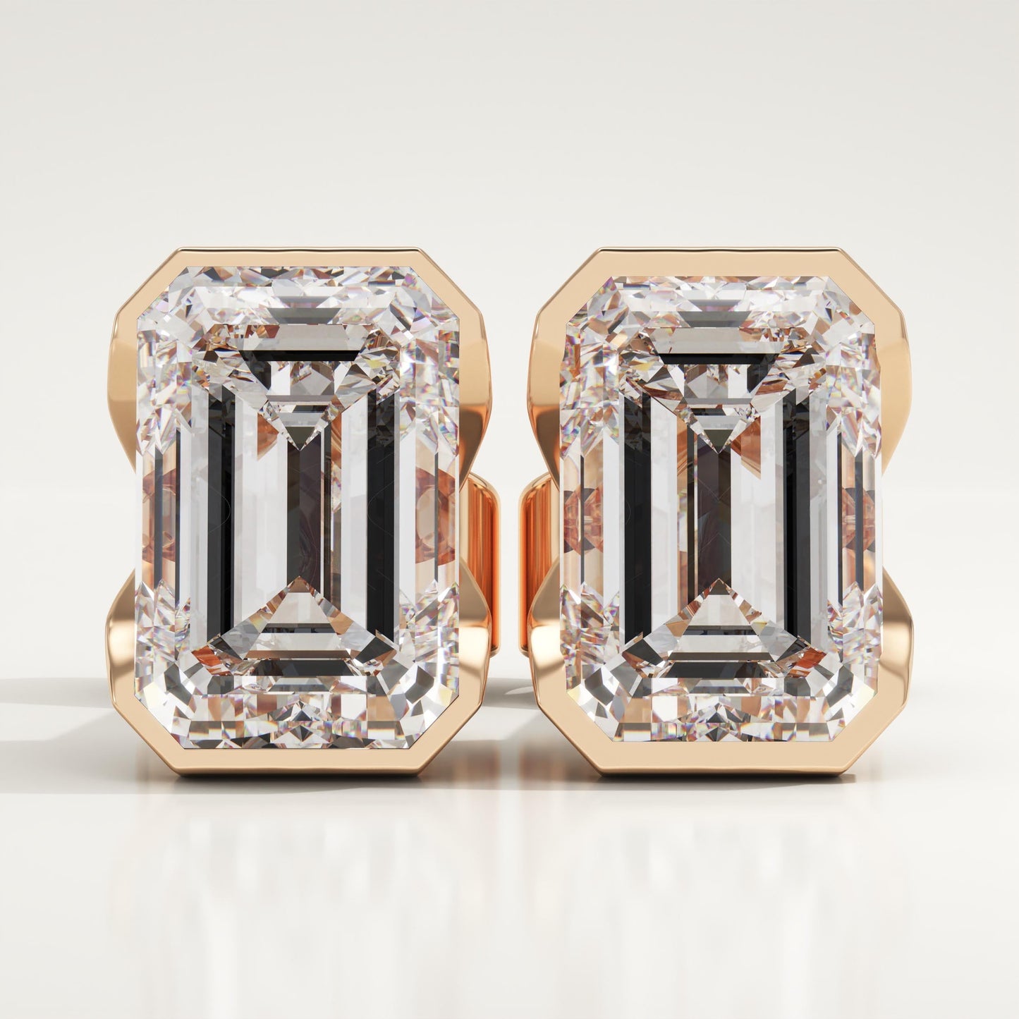 1 TCW Emerald Half Bezel Lab-Grown Diamond Stud Earrings