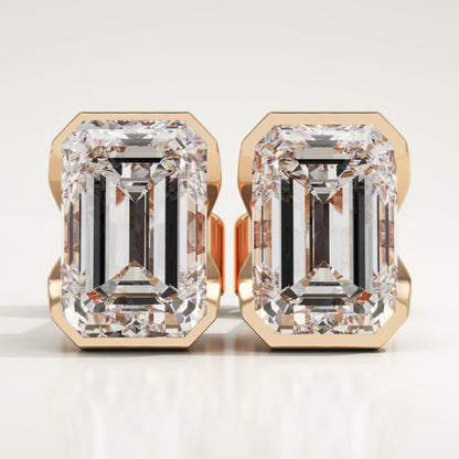 1 TCW Emerald Half Bezel Lab-Grown Diamond Stud Earrings