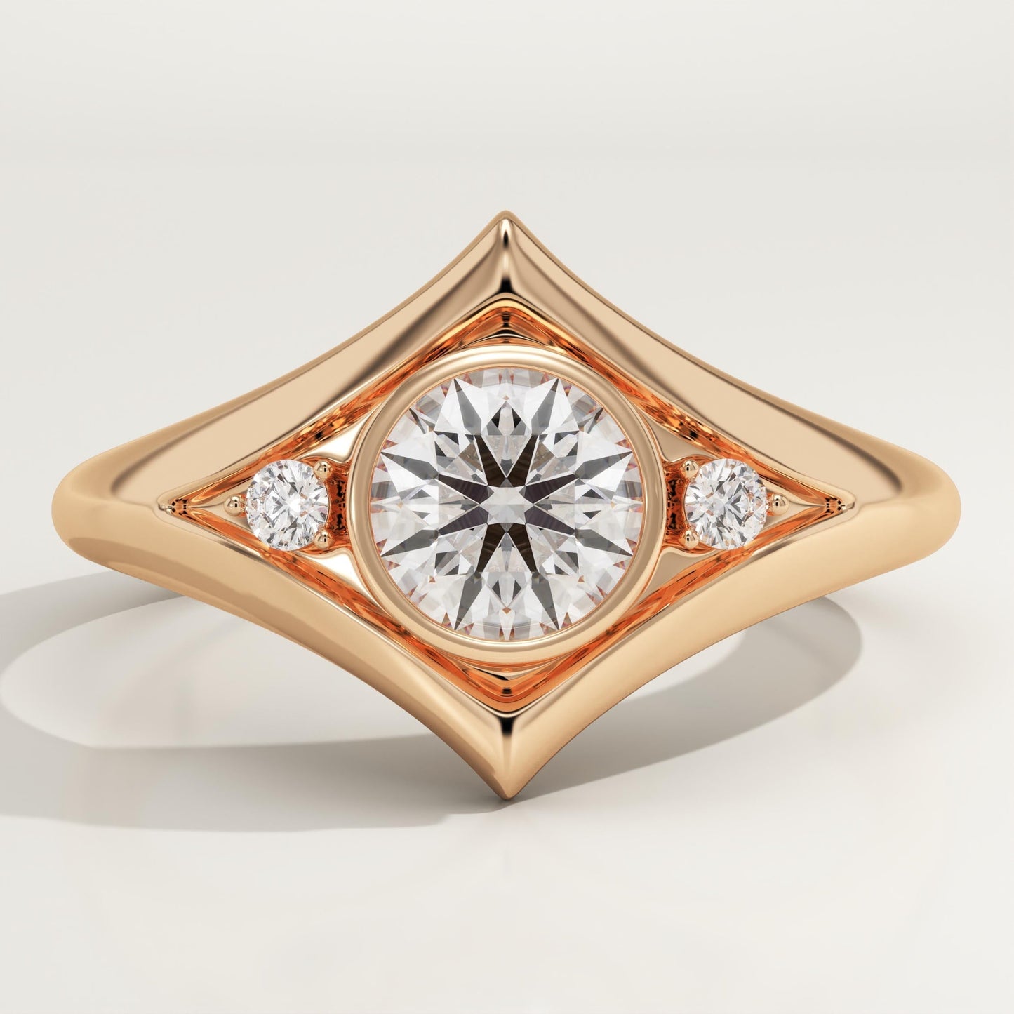 Round Cut Three Stone Lab-Grown Diamond Engagement Ring
