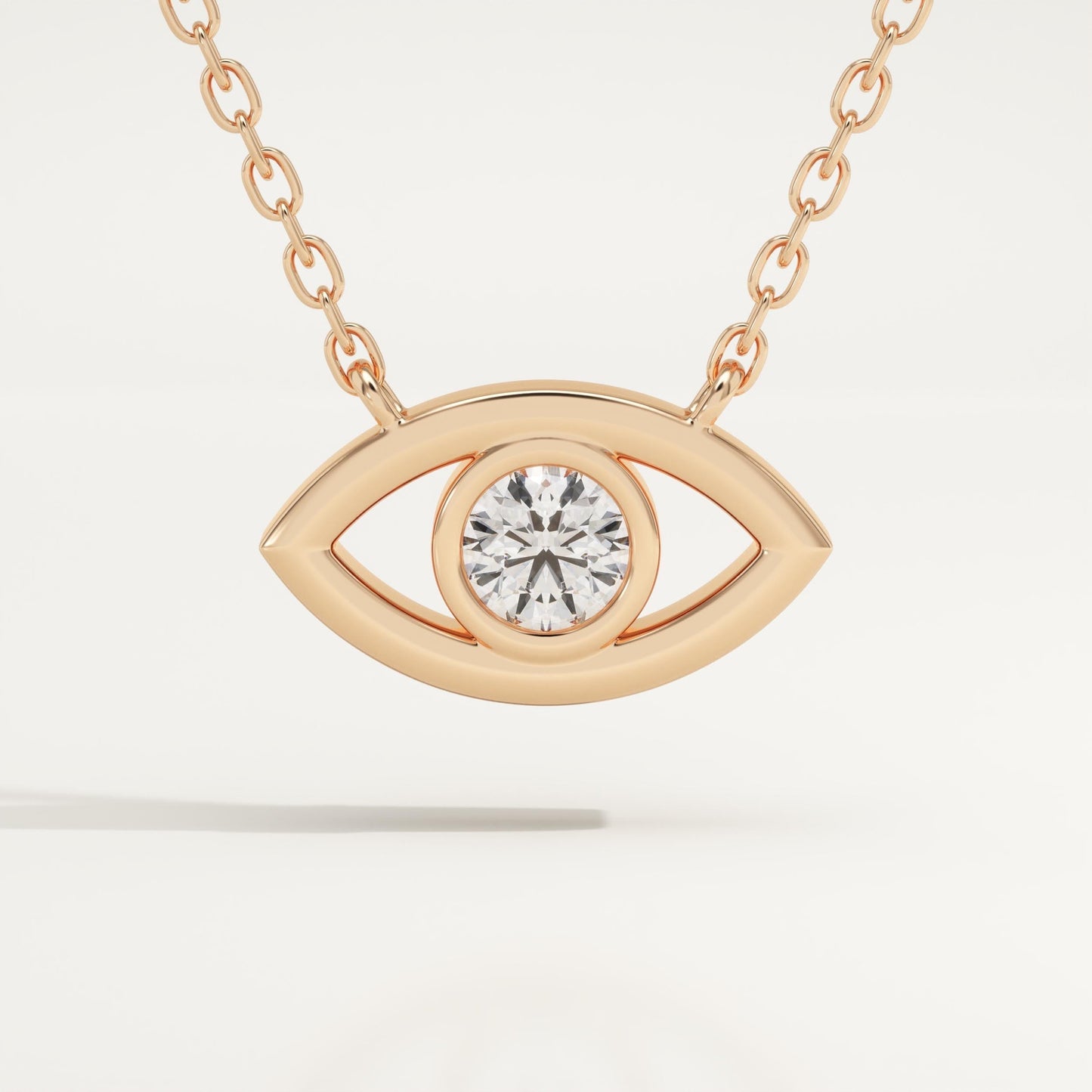 0.08 CT Round Lab-Grown Diamond Evil Eye Charm Necklace