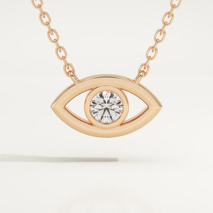 0.08 CT Round Lab-Grown Diamond Evil Eye Charm Necklace