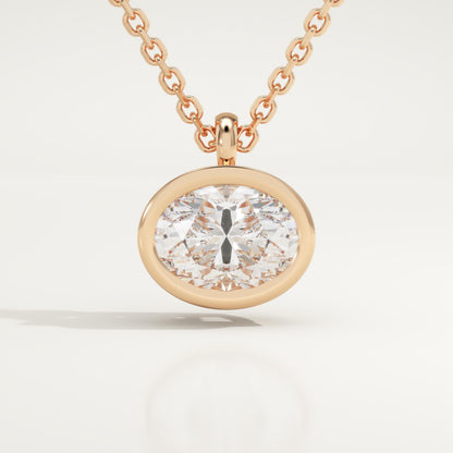 2 CT East West Oval Lab-Grown Diamond Solitaire & Bezel Necklace