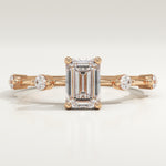 1.0 CT Emerald Cut Dainty Pave Lab-Grown Diamond Engagement Ring
