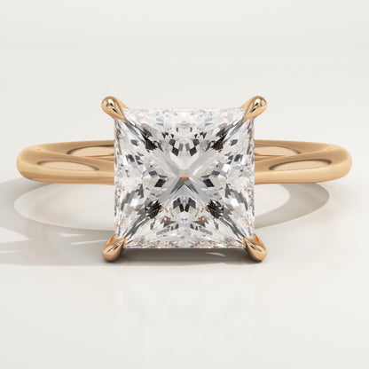 Princess Cut Solitaire Cathedral Lab-Grown Diamond Engagement Ring