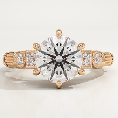 Round Cut Cluster Lab-Grown Diamond Engagement Ring