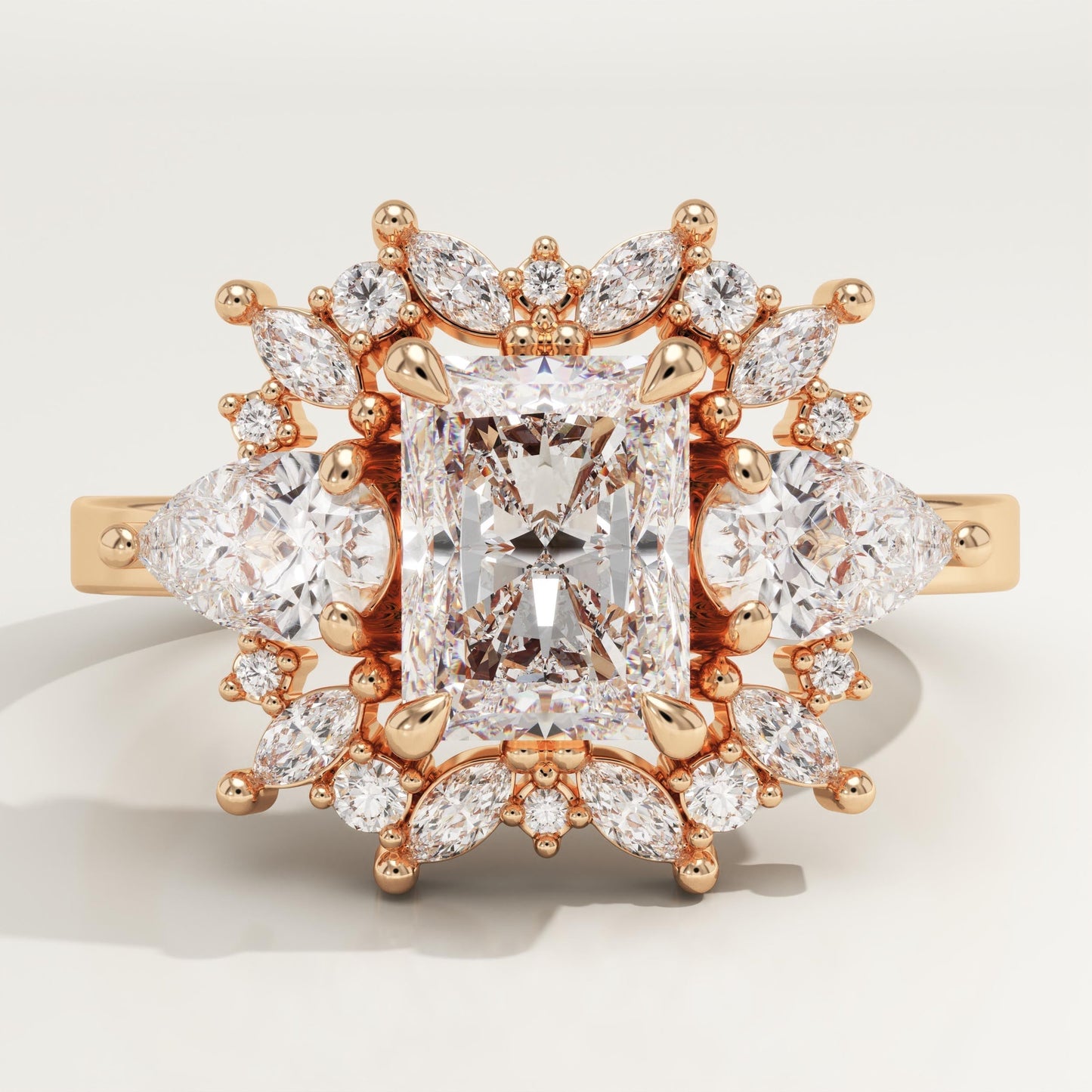 Radiant Cut Cluster Lab-Grown Diamond Engagement Ring