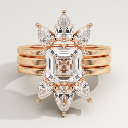 Asscher Cut Cluster Lab-Grown Diamond Bridal Set