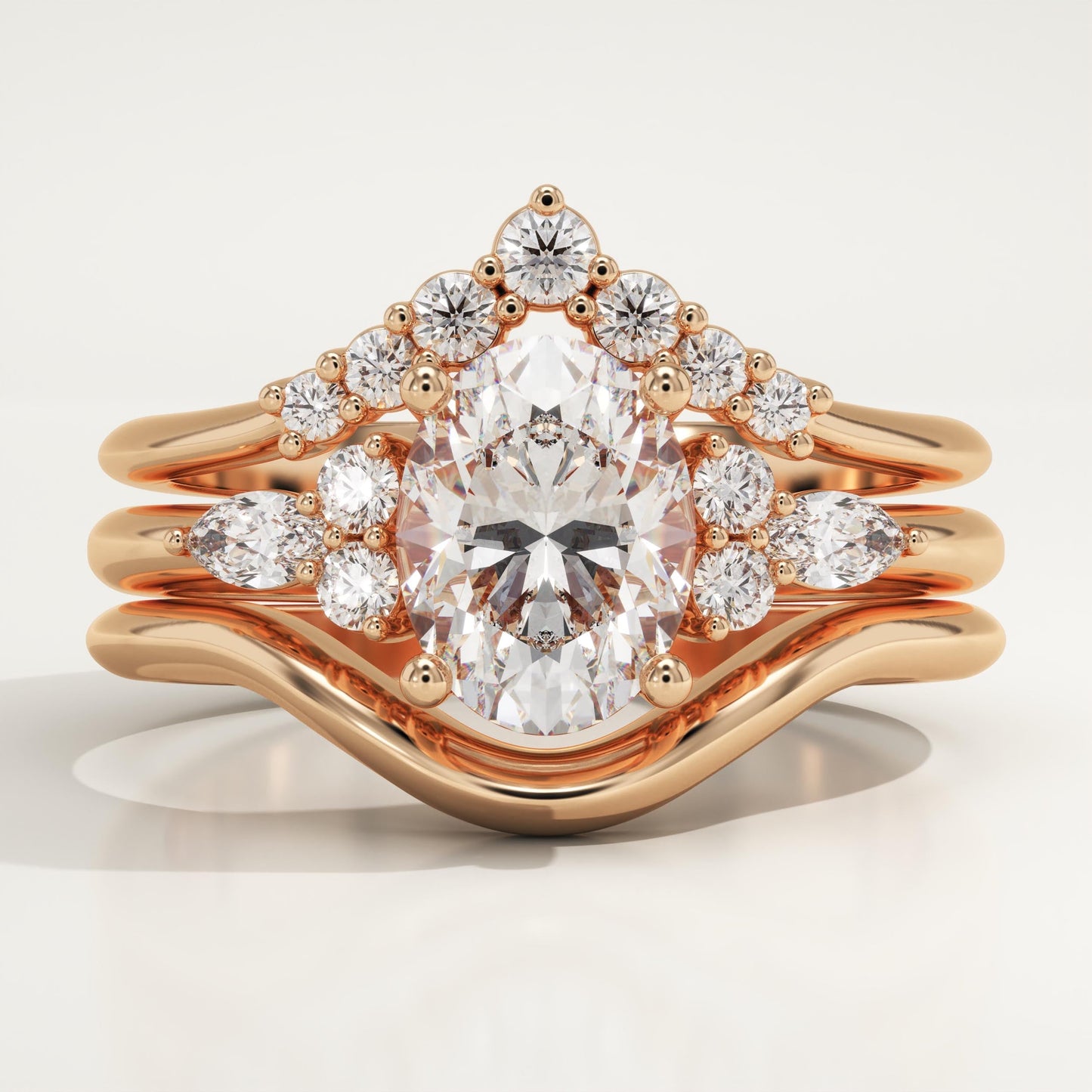 Oval Cut Cluster Lab-Grown Diamond Bridal Set