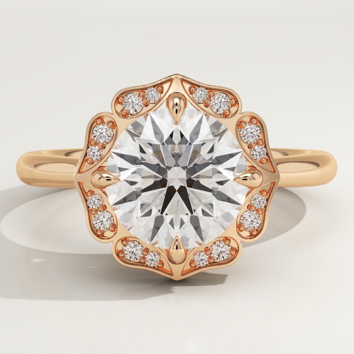 Round Cut Vintage Art Deco Lab-Grown Diamond Engagement Ring