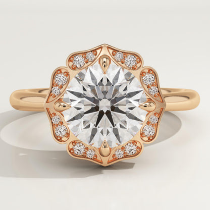 Round Cut Vintage Art Deco Lab-Grown Diamond Engagement Ring