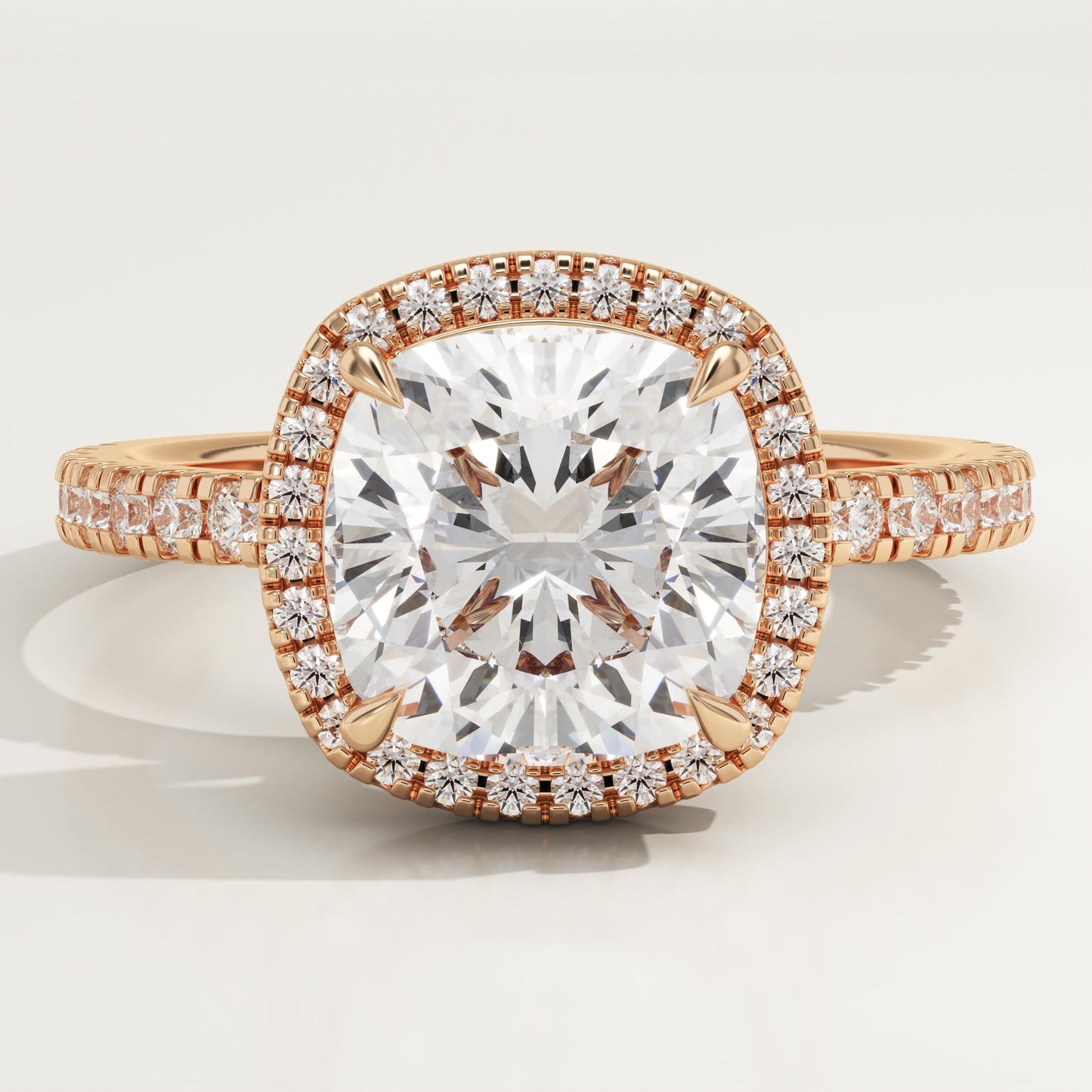 Cushion Cut Halo & Pave Lab-Grown Diamond Engagement Ring