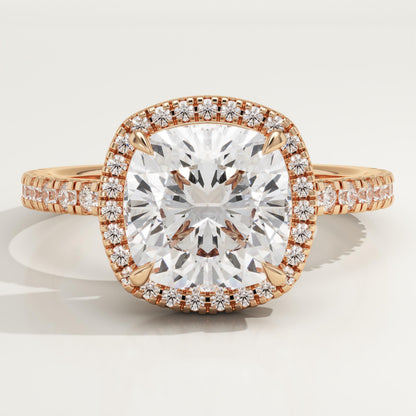 Cushion Cut Halo & Pave Lab-Grown Diamond Engagement Ring