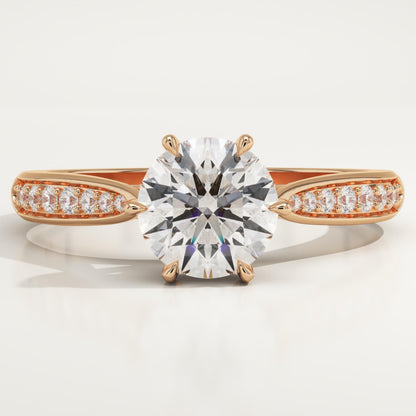 Round Cut Pave Lab-Grown Diamond Engagement Ring