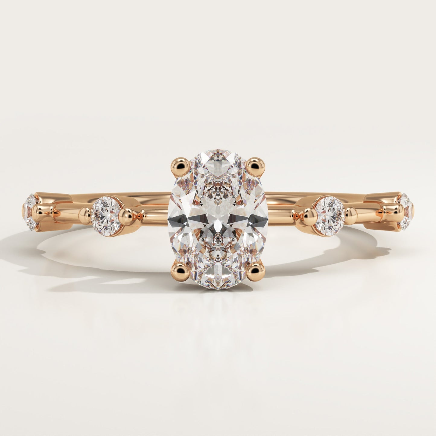 Oval Cut Dainty Pave Lab-Grown Diamond Engagement Ring