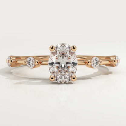 Oval Cut Dainty Pave Lab-Grown Diamond Engagement Ring