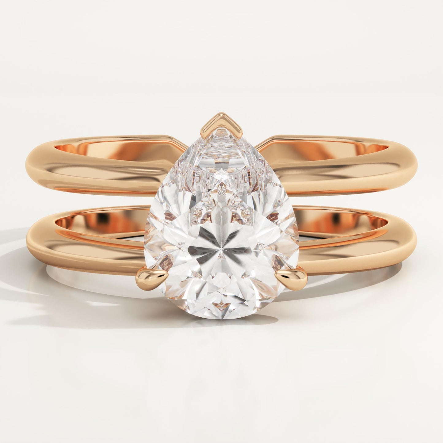 Pear Cut Double Shank Hidden Halo Lab-Grown Diamond Engagement Ring