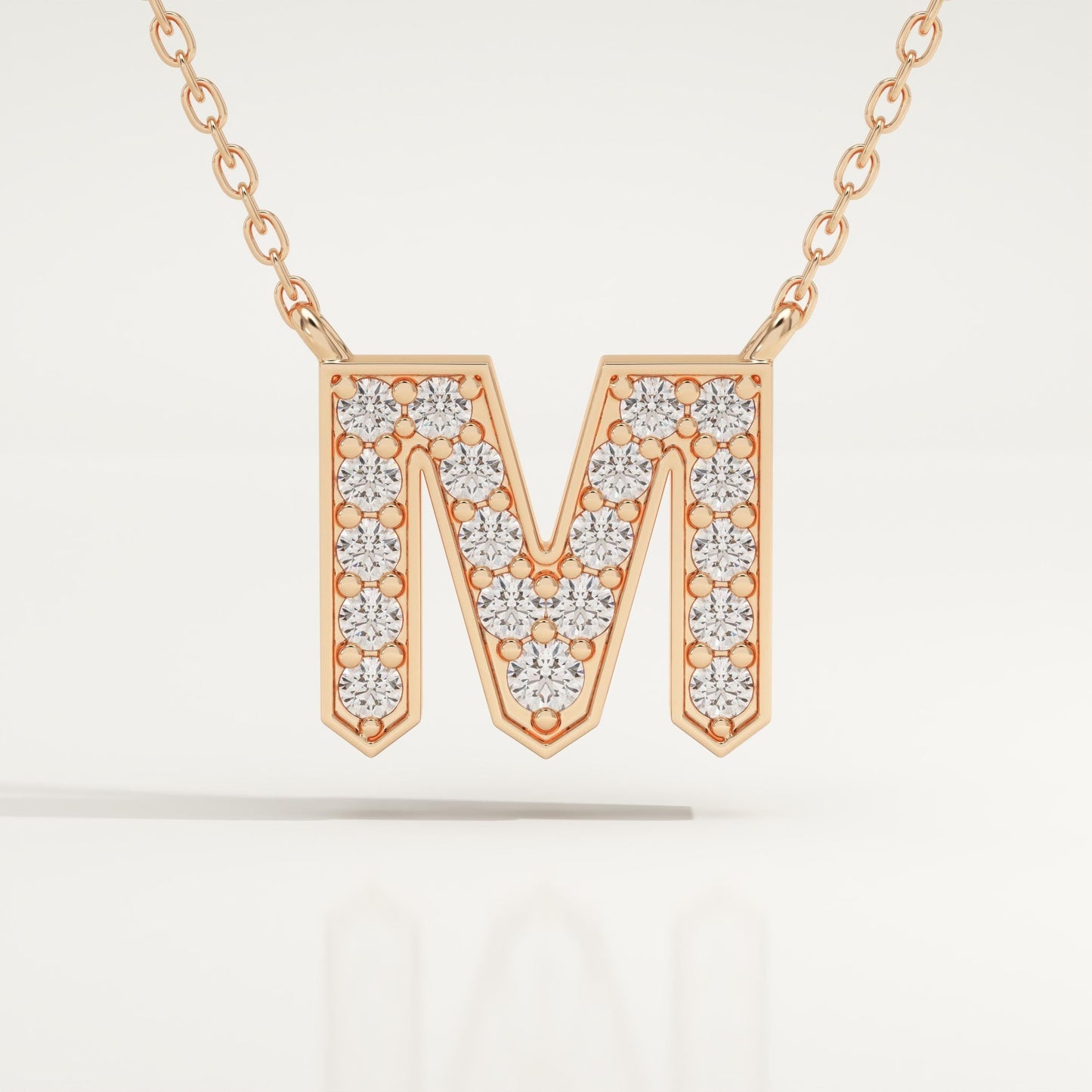 0.202 TCW Round Lab-Grown Diamond M Initial Necklace