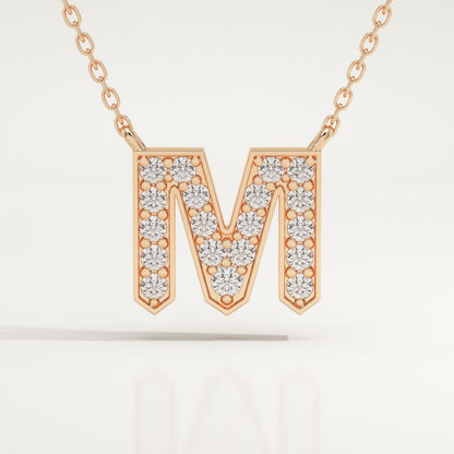 0.202 TCW Round Lab-Grown Diamond M Initial Necklace