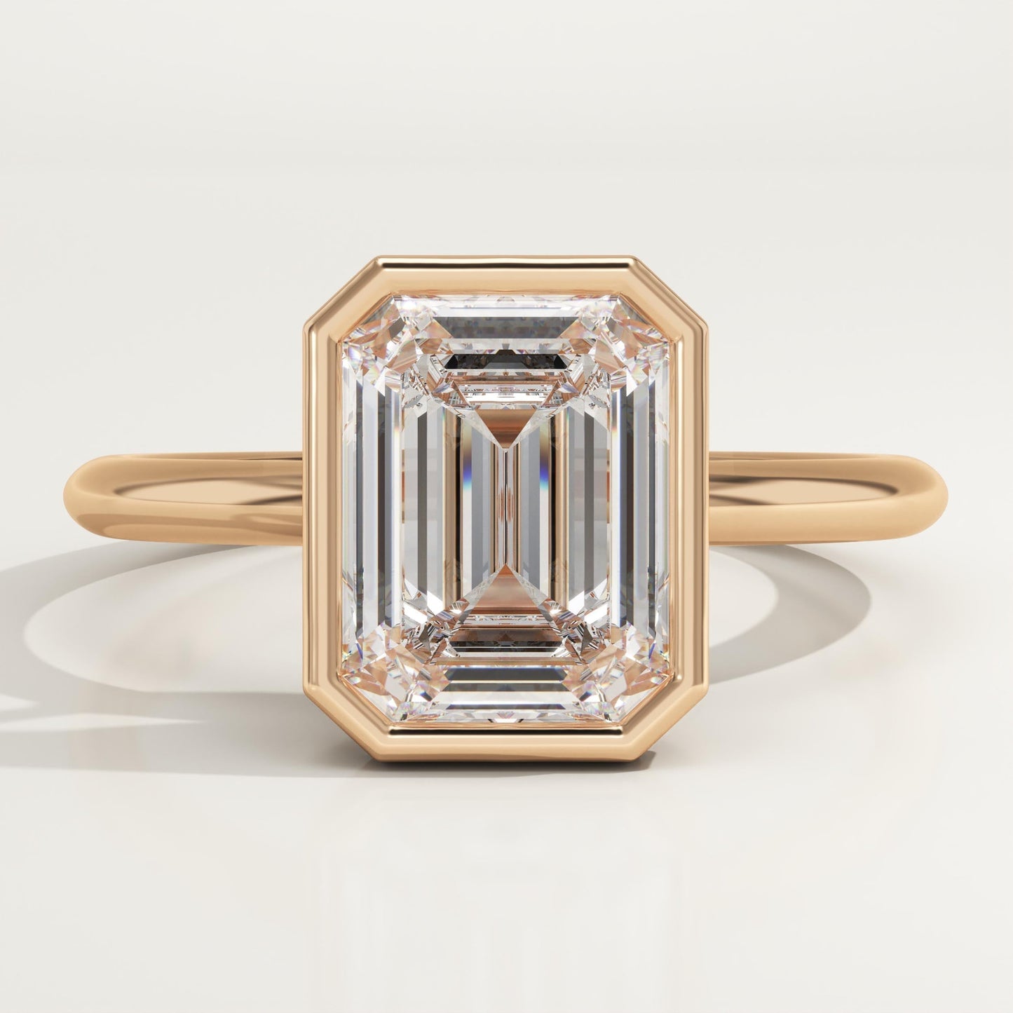 1.75 CT Emerald Cut Bezel Moissanite Engagement Ring