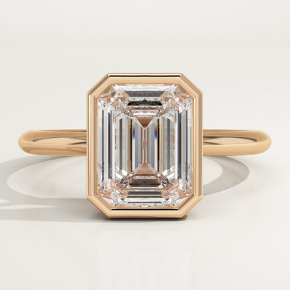 1.75 CT Emerald Cut Bezel Moissanite Engagement Ring