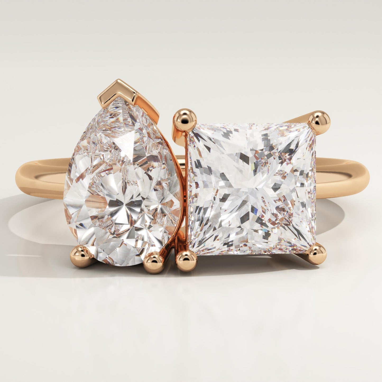 4.75 TCW Princess & Pear Cut Toi Et Moi Lab-Grown Diamond Engagement Ring
