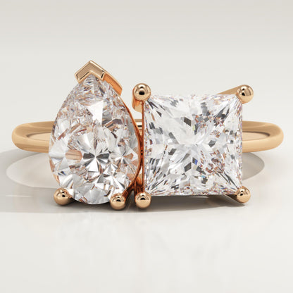 4.75 TCW Princess & Pear Cut Toi Et Moi Lab-Grown Diamond Engagement Ring