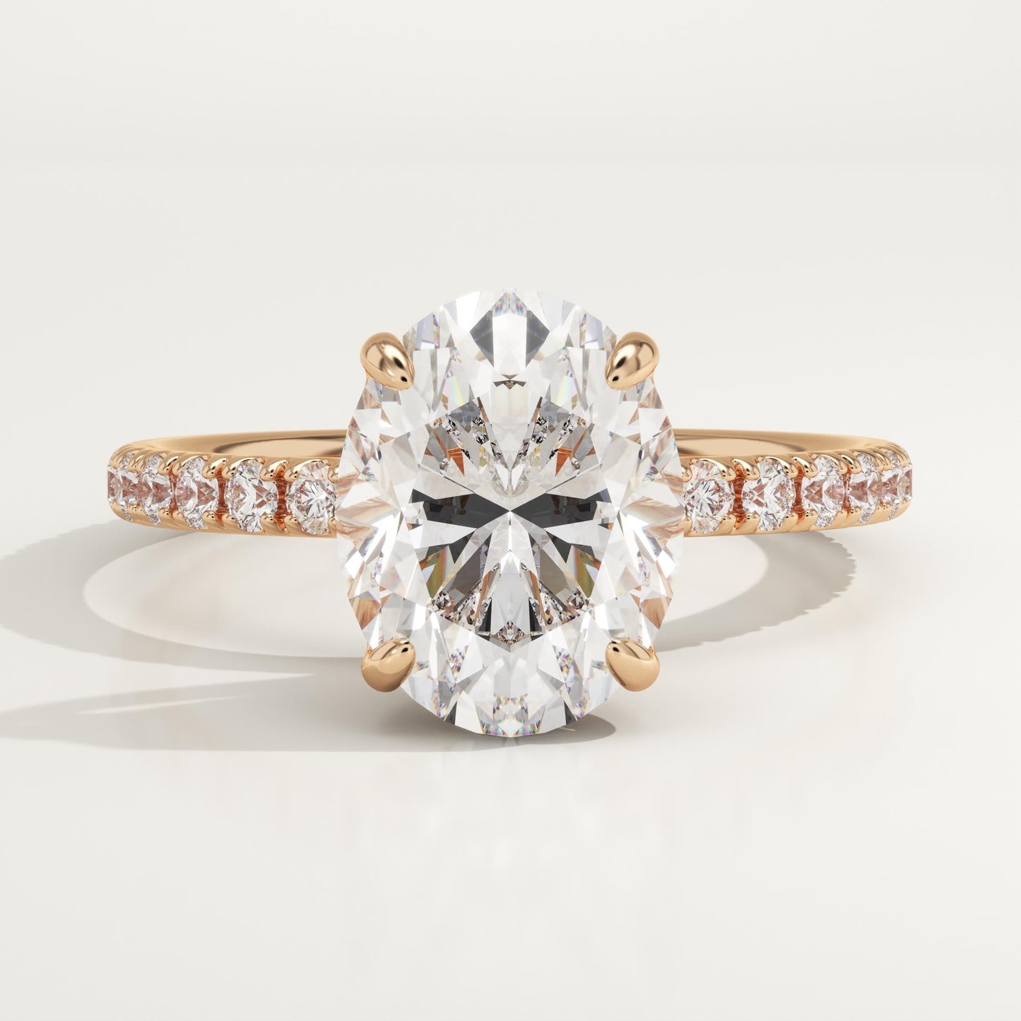 1.75 CT Oval Cut Pave Moissanite Engagement Ring