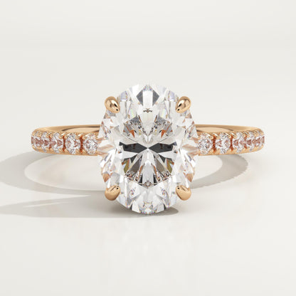 1.75 CT Oval Cut Pave Moissanite Engagement Ring