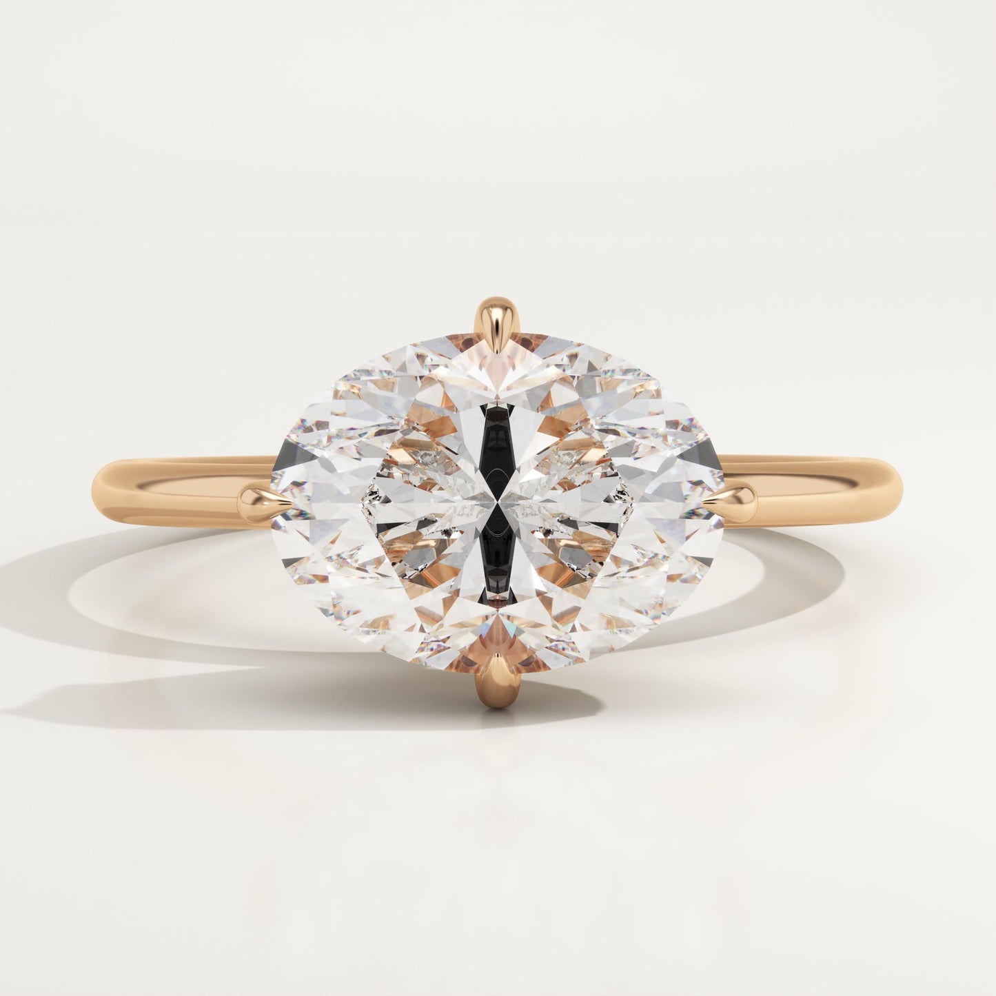 East West Oval Cut Hidden Halo Lab-Grown Diamond Engagement Ring