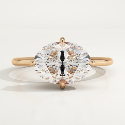 East West Oval Cut Hidden Halo Lab-Grown Diamond Engagement Ring