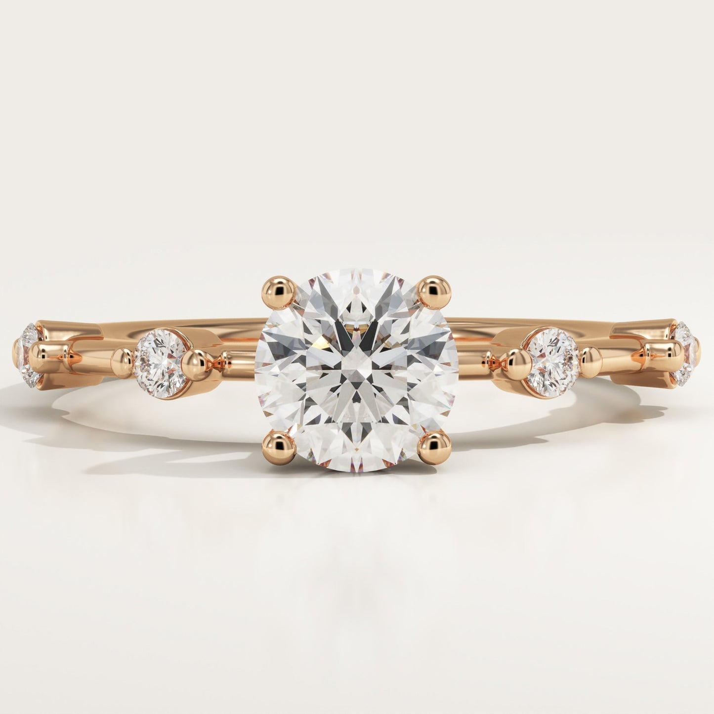 Round Cut Dainty Pave Lab-Grown Diamond Engagement Ring