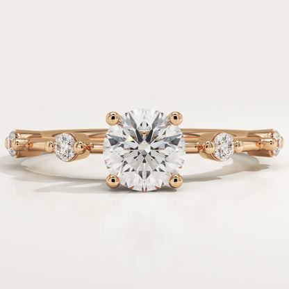 Round Cut Dainty Pave Lab-Grown Diamond Engagement Ring